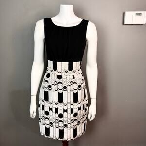 Trina Turk dress size 0 empire high waist mod 70s geometric pencil party